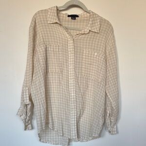 Sanctuary Light Beige Plaid Shirt